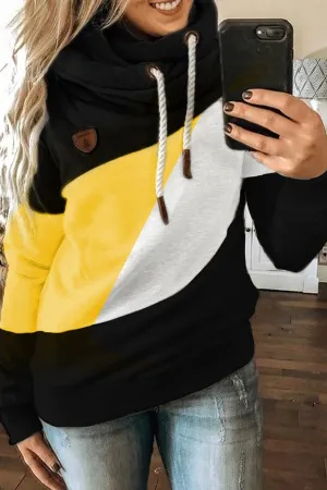 Color Block Patchwork  Hooded Sweatshirt