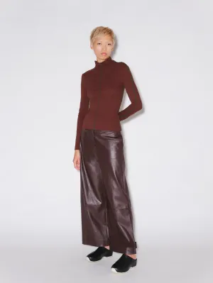 CONTRAST STITCH MOCK NECK T-SHIRT
