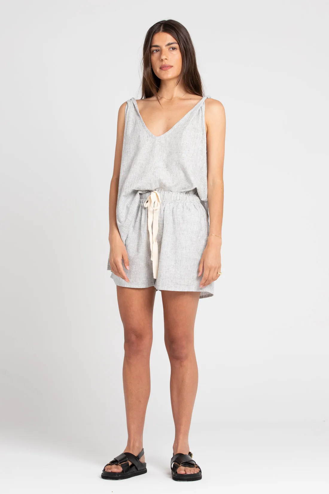 Cooper Hemp Cotton Short Grey Stripe