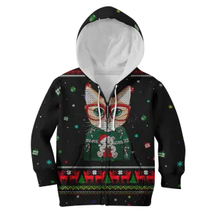 CUTE CAT MERRY CHRISTMAS Kid Custom Cosplay Hoodies T-shirt Apparel