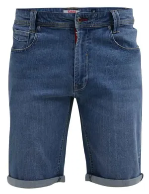 D555 Men's SUFFOLK Stretch Denim Shorts in Blue Stonewash 42 to 56