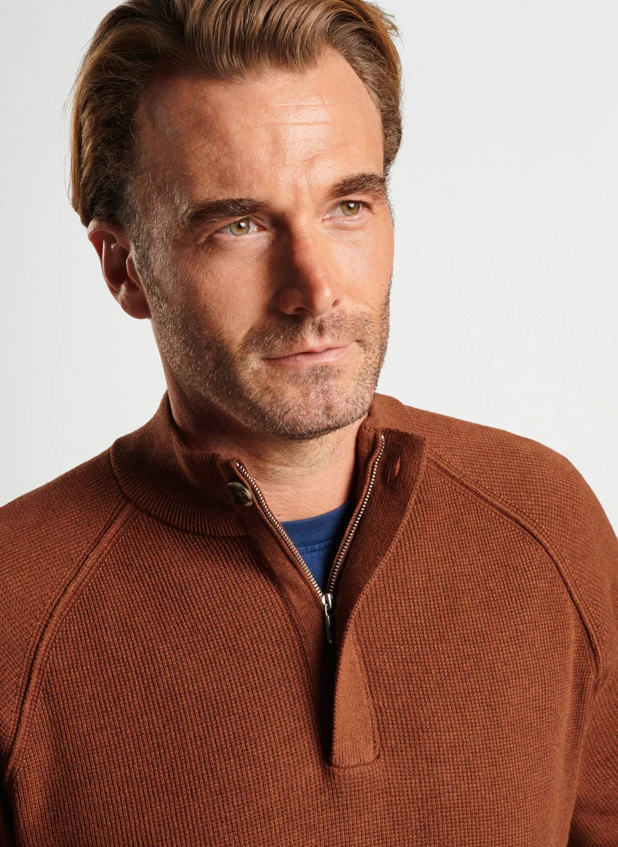 Davenport Basketweave Quarter Zip - Cider
