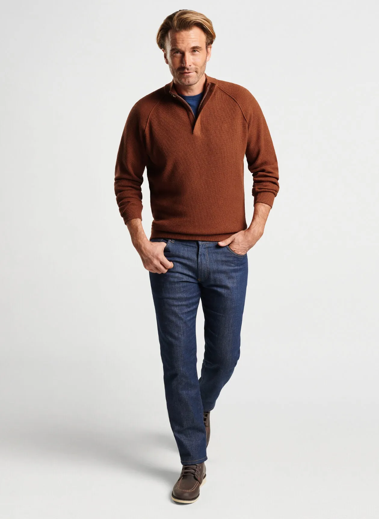 Davenport Basketweave Quarter Zip - Cider