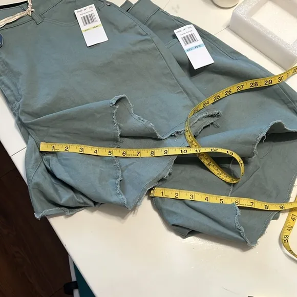 Democracy High Rise Raw Hem Stretch Shorts Plus Sizes Green