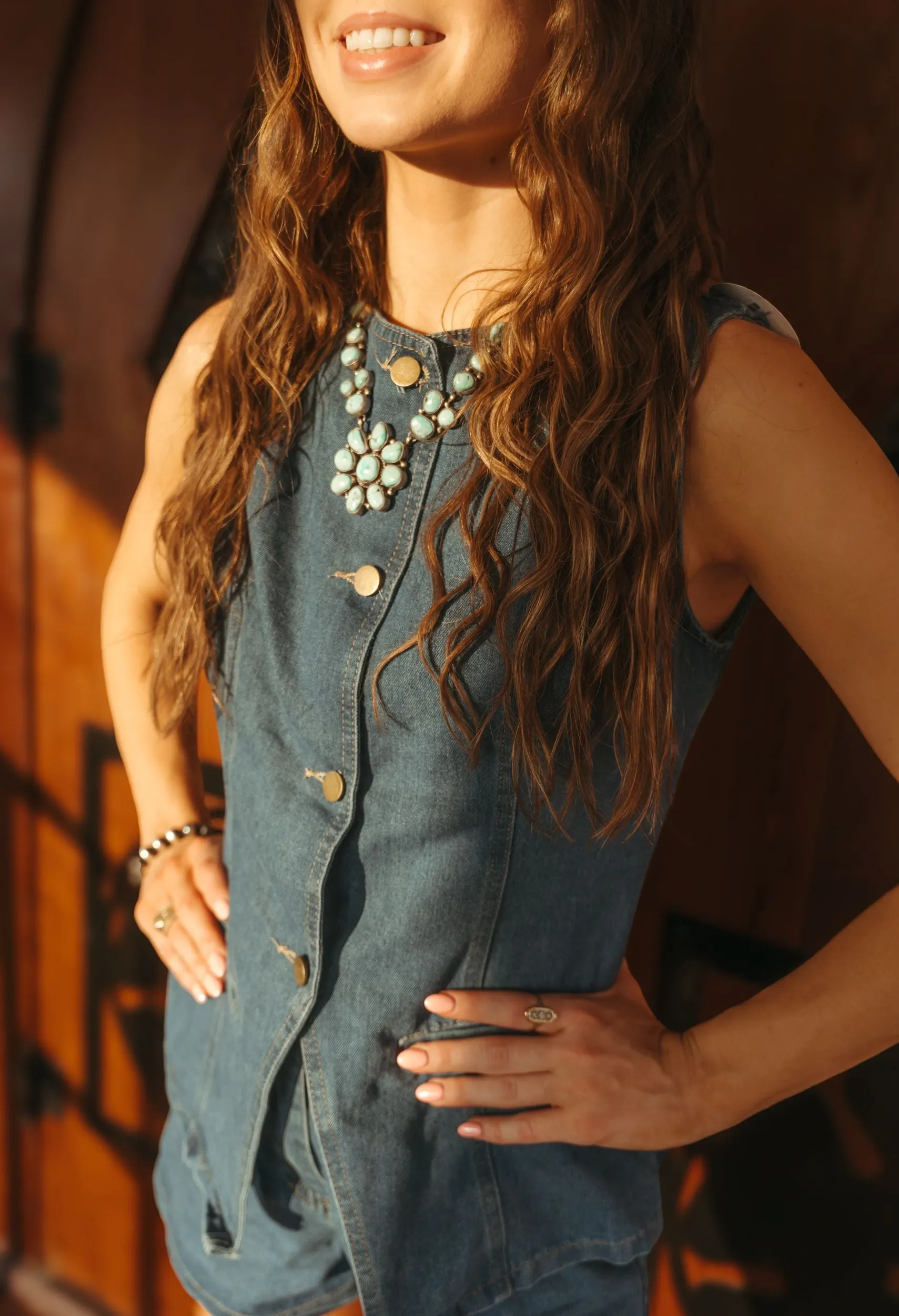 Denim Sleeveless Top w/Shorts 16881