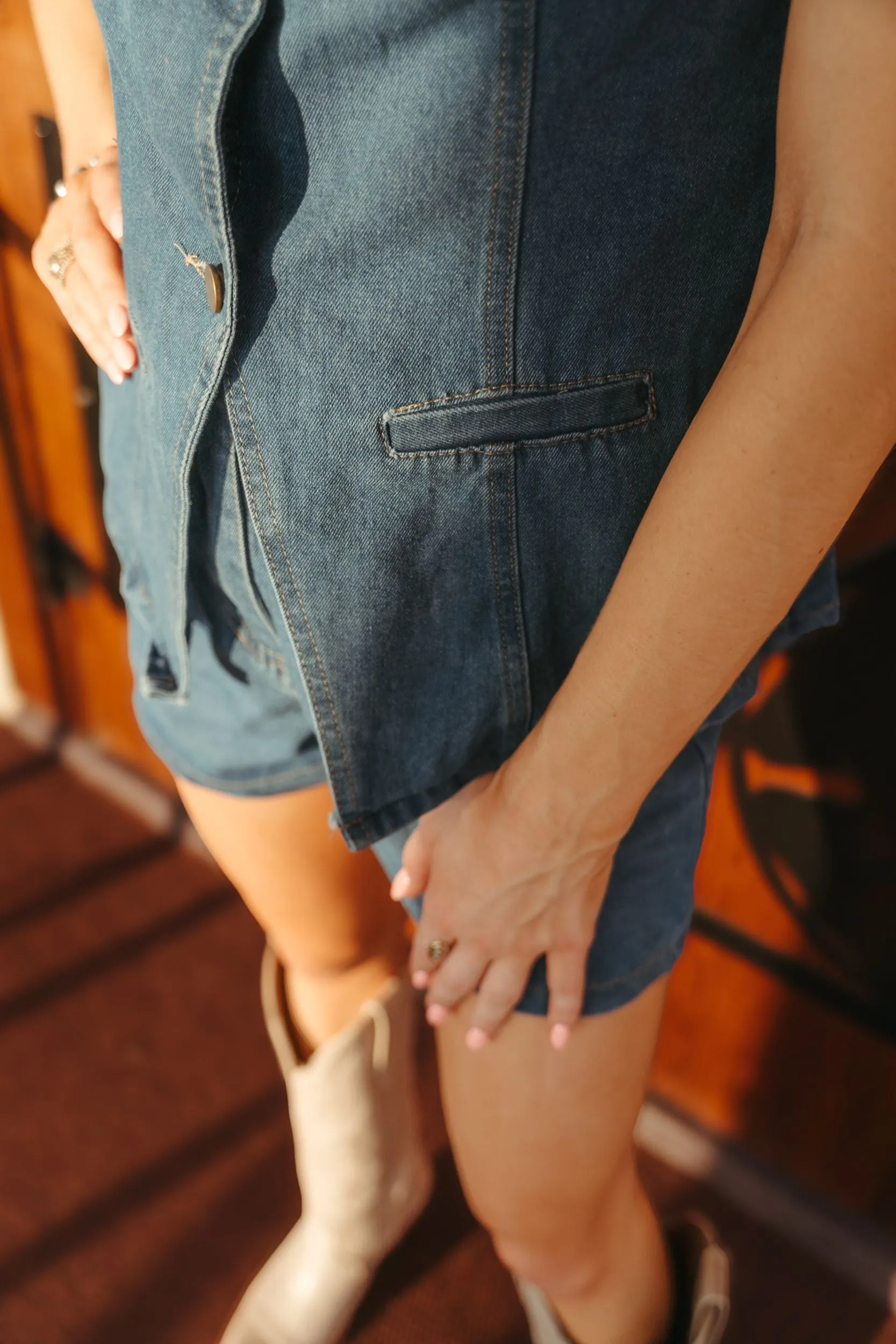 Denim Sleeveless Top w/Shorts 16881