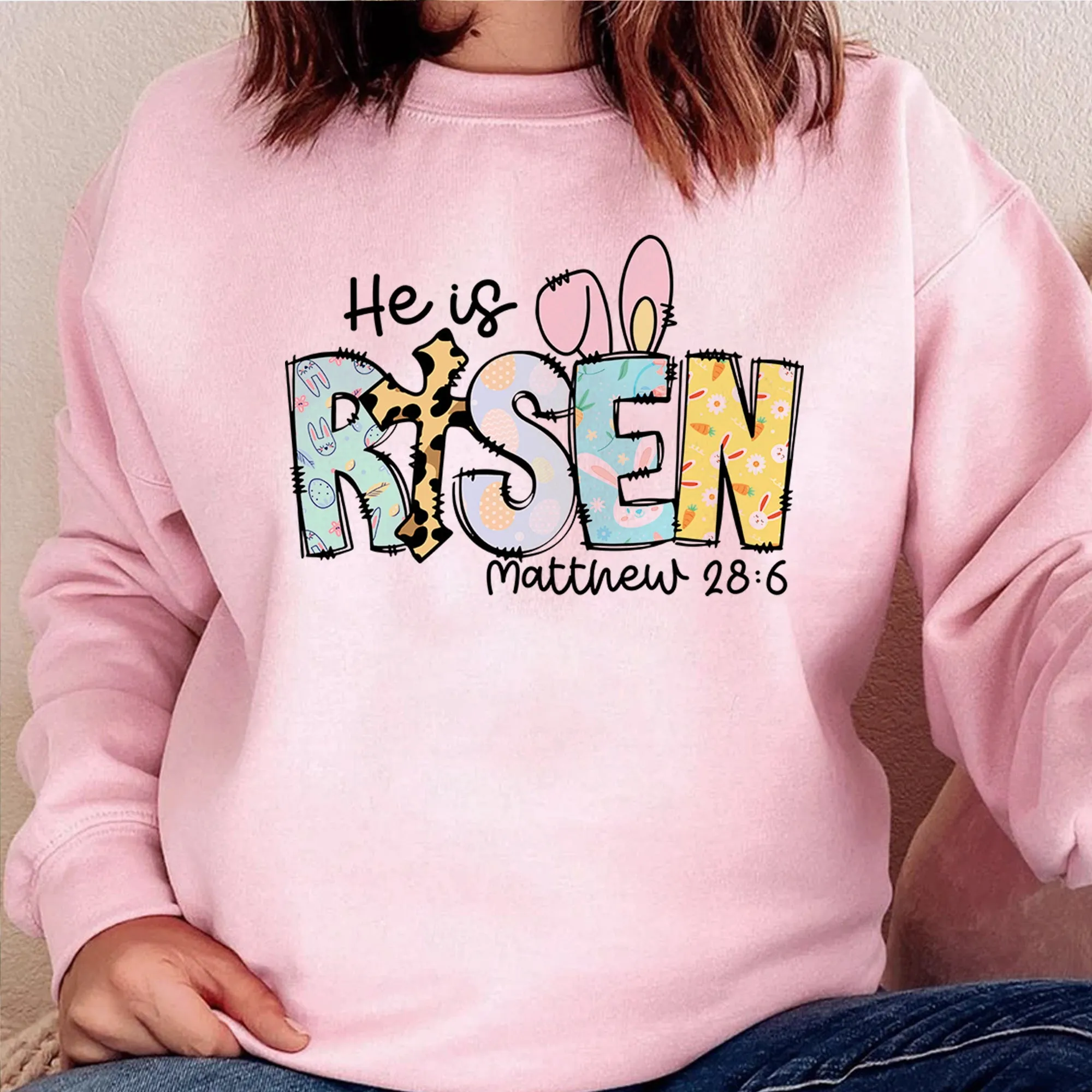 Easter He is Risen Sweatshirt, Easter Religious Shirt, Easter Sweatshirt, Easter Bunny Sweatshirt, Easter Gift Shirt, Hip Hop Easter Shirt