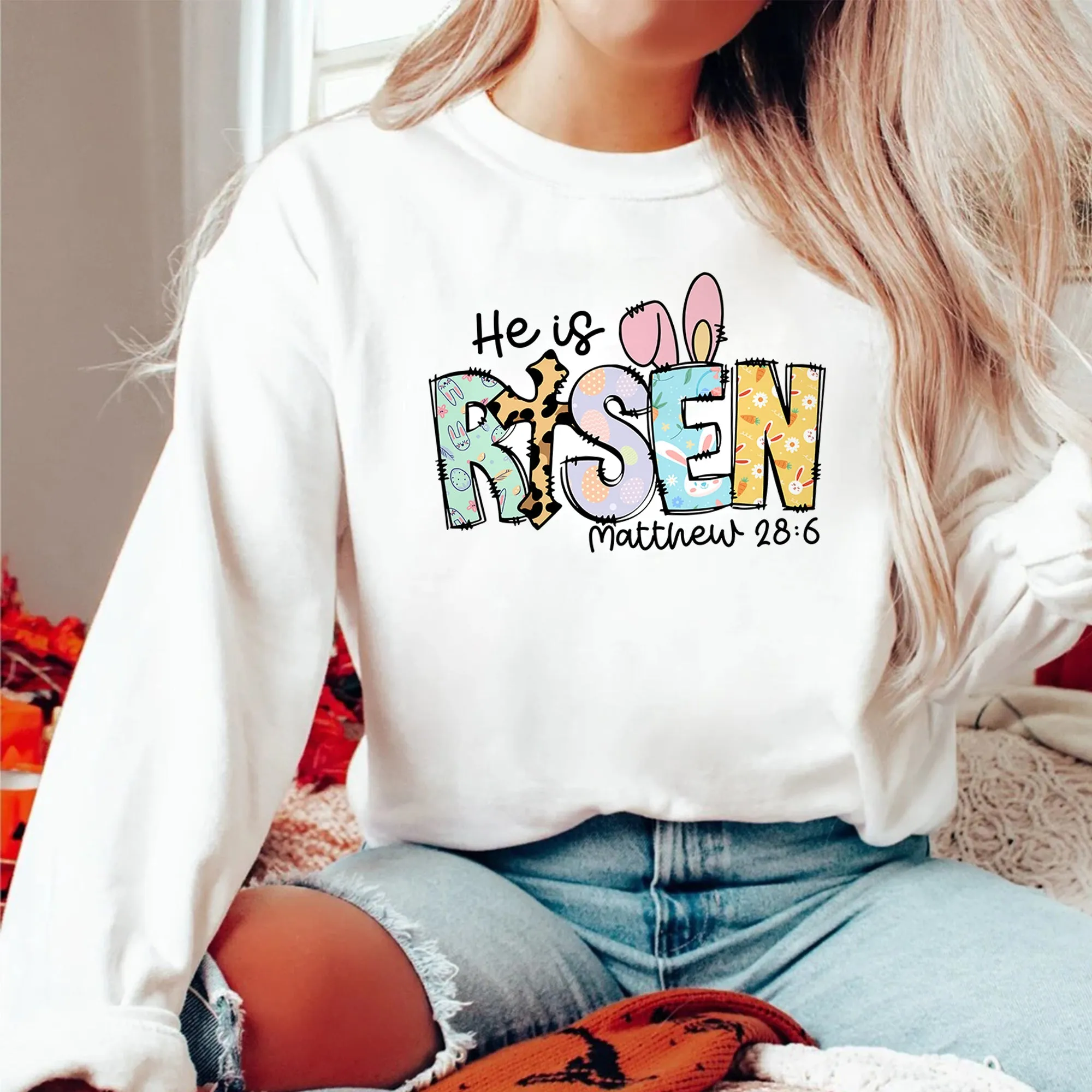Easter He is Risen Sweatshirt, Easter Religious Shirt, Easter Sweatshirt, Easter Bunny Sweatshirt, Easter Gift Shirt, Hip Hop Easter Shirt