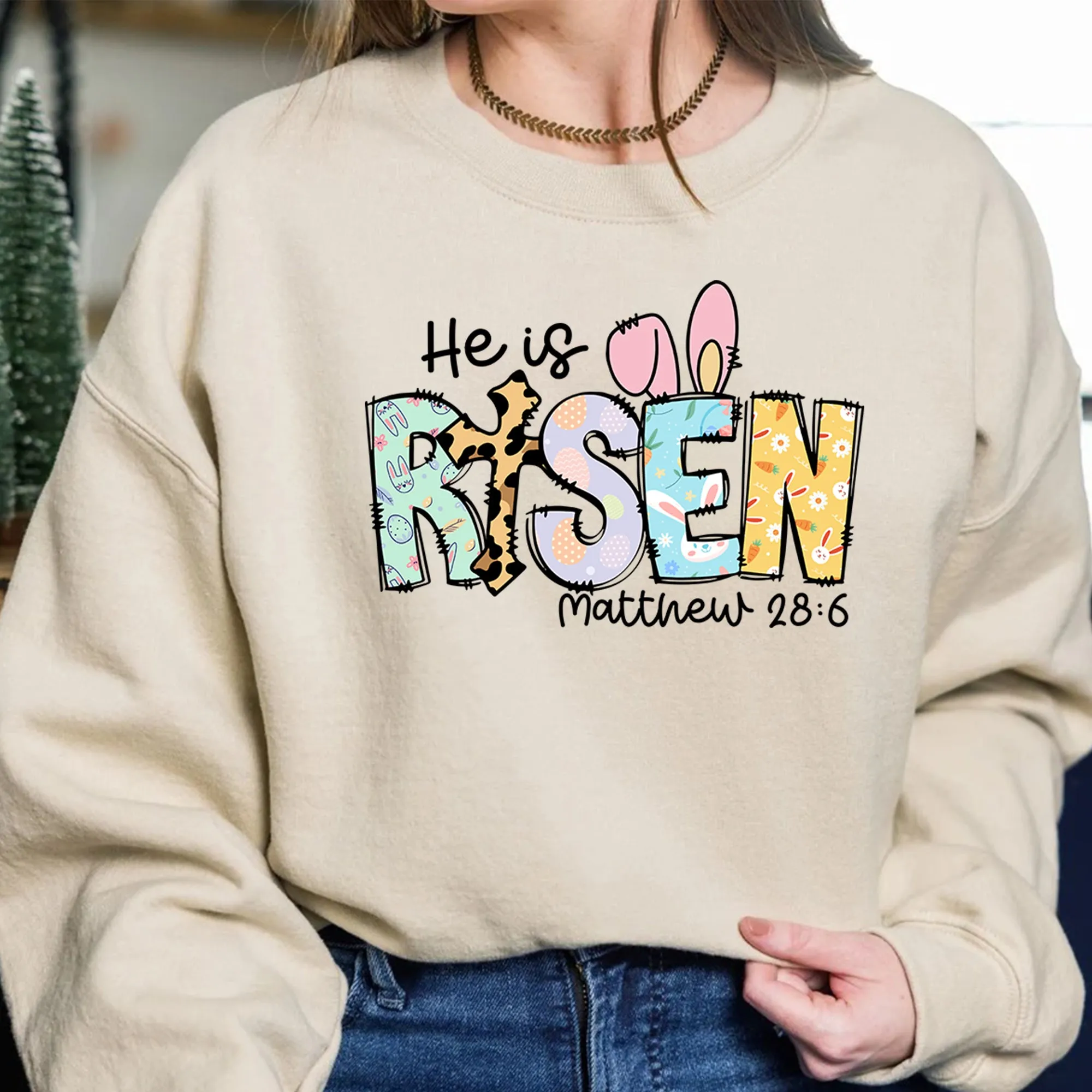Easter He is Risen Sweatshirt, Easter Religious Shirt, Easter Sweatshirt, Easter Bunny Sweatshirt, Easter Gift Shirt, Hip Hop Easter Shirt