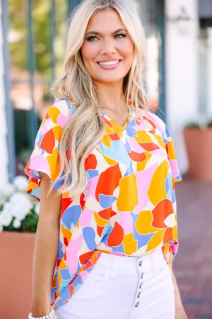 Easy Roads Yellow Abstract Blouse