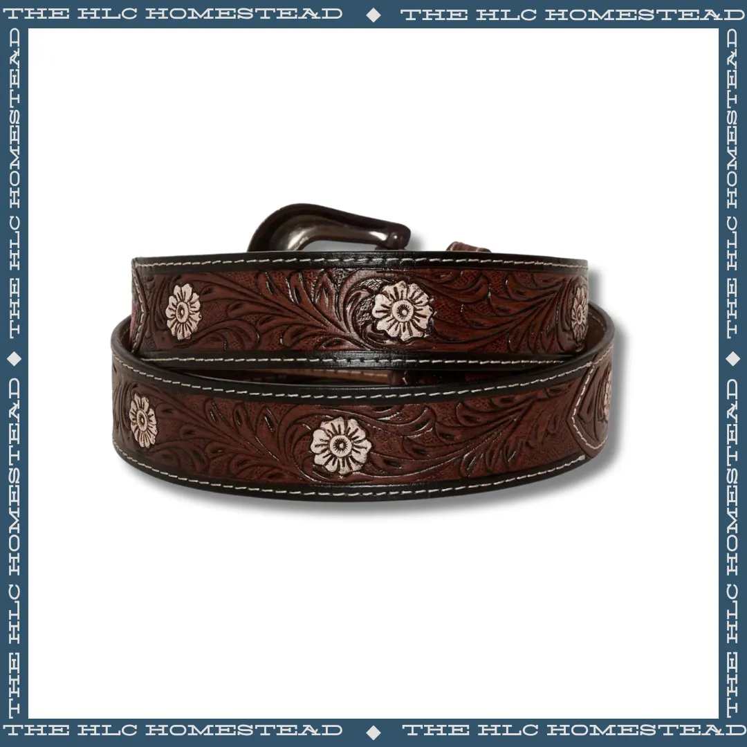 Elegant Feather Western Leather Belt
