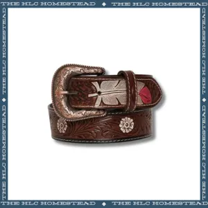 Elegant Feather Western Leather Belt
