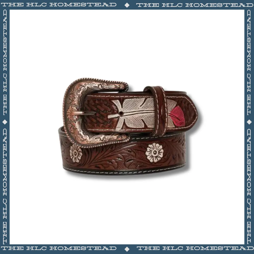 Elegant Feather Western Leather Belt