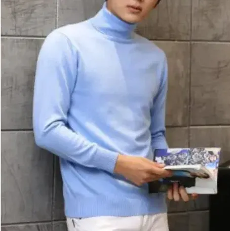 Elegant men's classic knitted turtleneck jumper