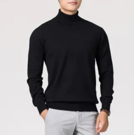 Elegant men's classic knitted turtleneck jumper