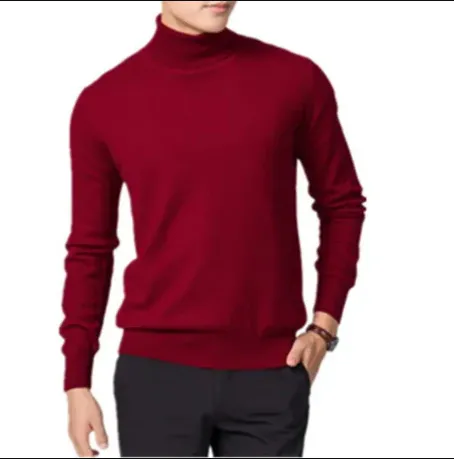 Elegant men's classic knitted turtleneck jumper