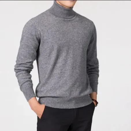 Elegant men's classic knitted turtleneck jumper