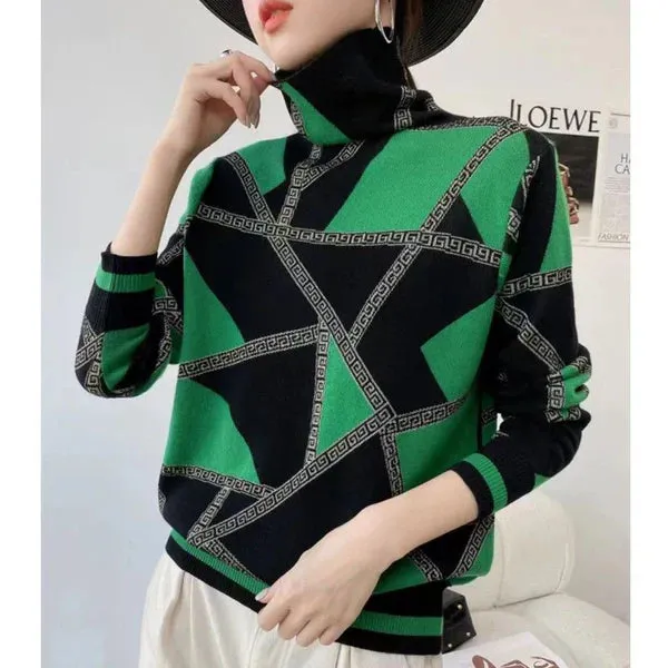 Elegant Printed Turtleneck Sweater by Pauline Laurent