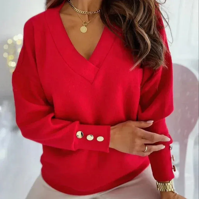 Elegant Sylvia V-Neck Women's Jumper