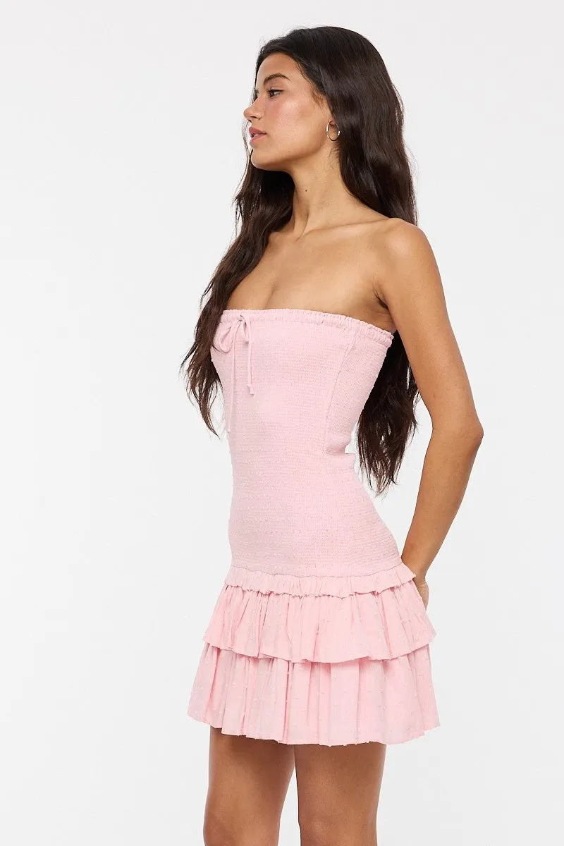 Emmalyn Pink Layered Mini Dress