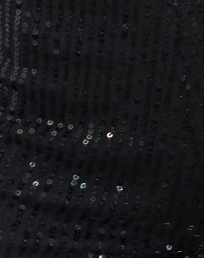 Erna Micro Short in Drape Mini Sequin Black
