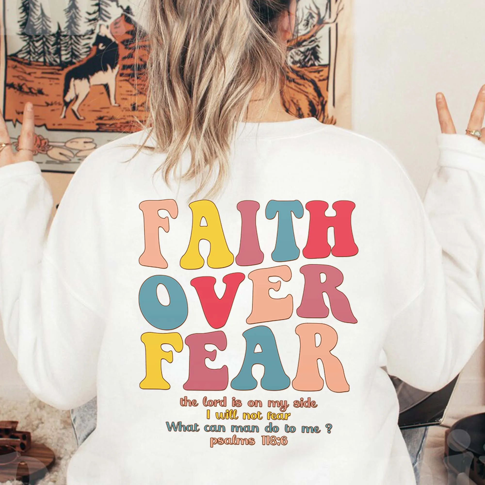 Faith Over Fear Christian Hoodie Bible Verse Sweatshirt, Aesthetic Christian Sweatshirts, Jesus Hoodie, Church hoodie, Trendy Hoodie, Religious Hoodie