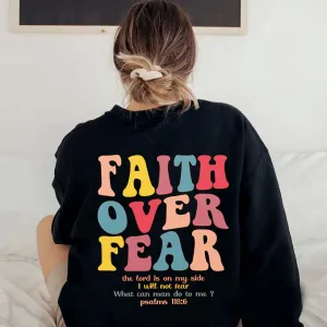 Faith Over Fear Christian Hoodie Bible Verse Sweatshirt, Aesthetic Christian Sweatshirts, Jesus Hoodie, Church hoodie, Trendy Hoodie, Religious Hoodie