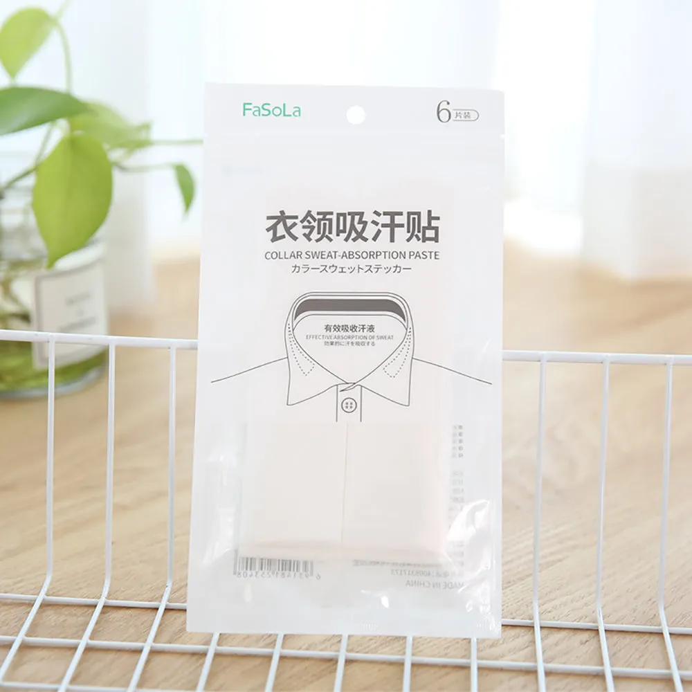 FaSoLa Collar Sweat Absorption Pads - White, Pack of 6