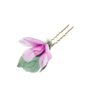 Feather Flower Hairpin, Pink
