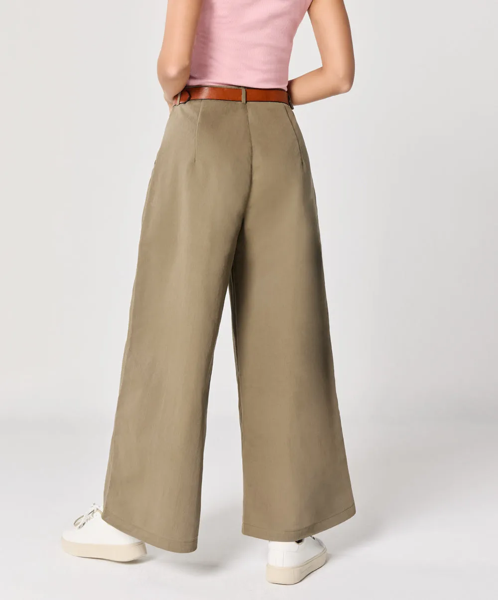Flare Drak Green Twill Pant