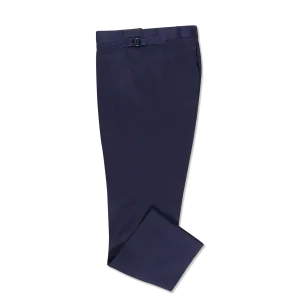 Flat Front Trouser in Navy Stretch Cotton