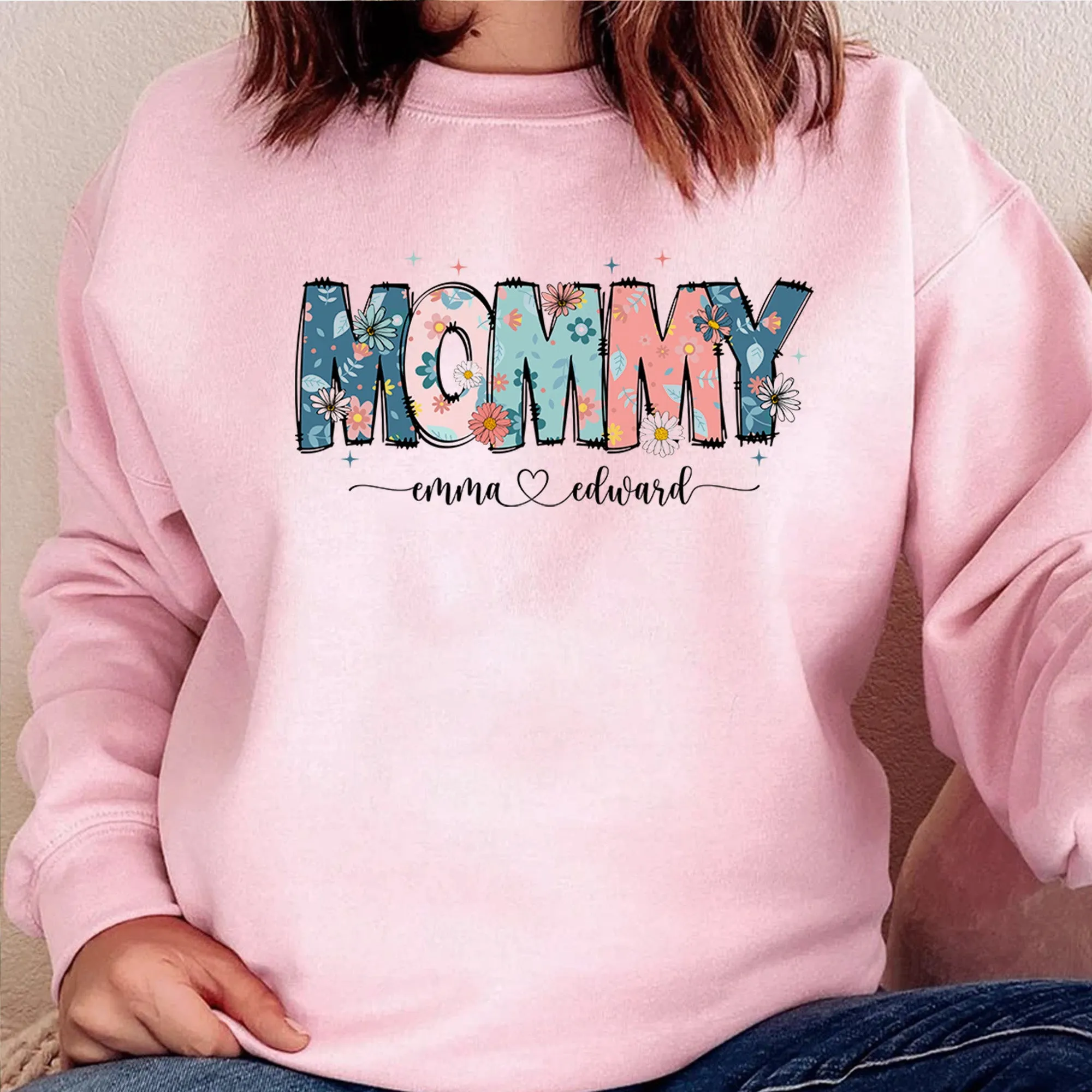 Floral Mama Sweatshirt, Personalized Mom Crewneck With Kids Names, Gift For Mom, Mothers Day Gift, Mothers Day Shirt, Mama Shirt, Mama Gift