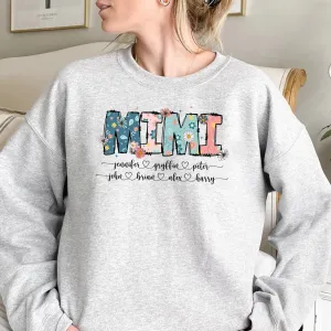 Floral Mama Sweatshirt, Personalized Mom Crewneck With Kids Names, Gift For Mom, Mothers Day Gift, Mothers Day Shirt, Mama Shirt, Mama Gift