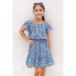 Floral Skirt Set W/ Ruffle Sleeve