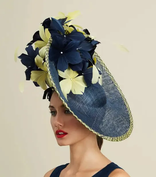 Gail Blue and Yellow Fascinator