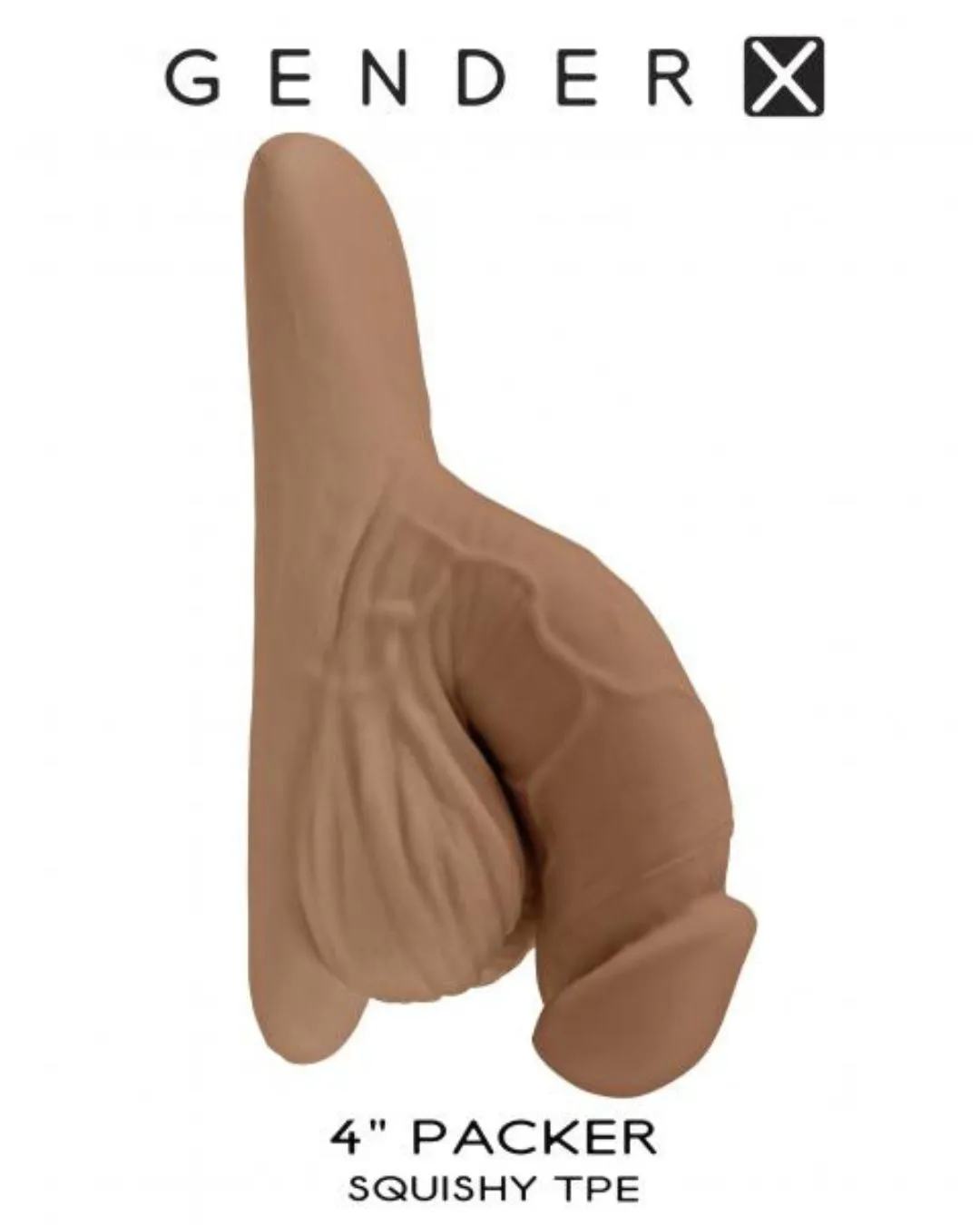 Gender X 4 Inch Ultra Realistic Silicone Packer with Wide Base - Caramel