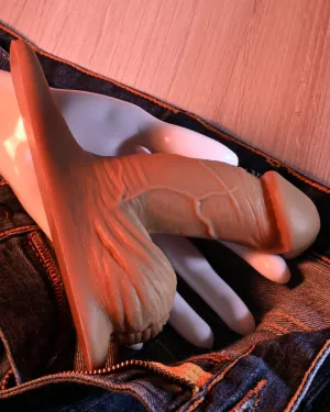 Gender X 4 Inch Ultra Realistic Silicone Packer with Wide Base - Caramel