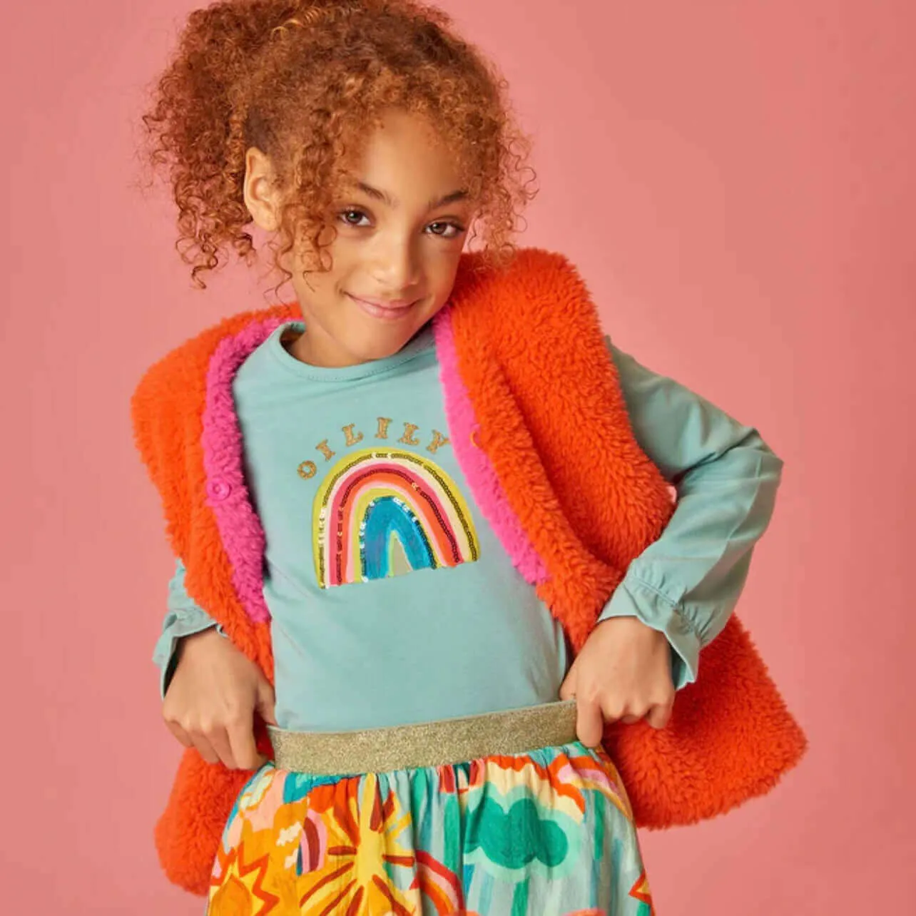Girls Blue Rainbow Tate T-Shirt