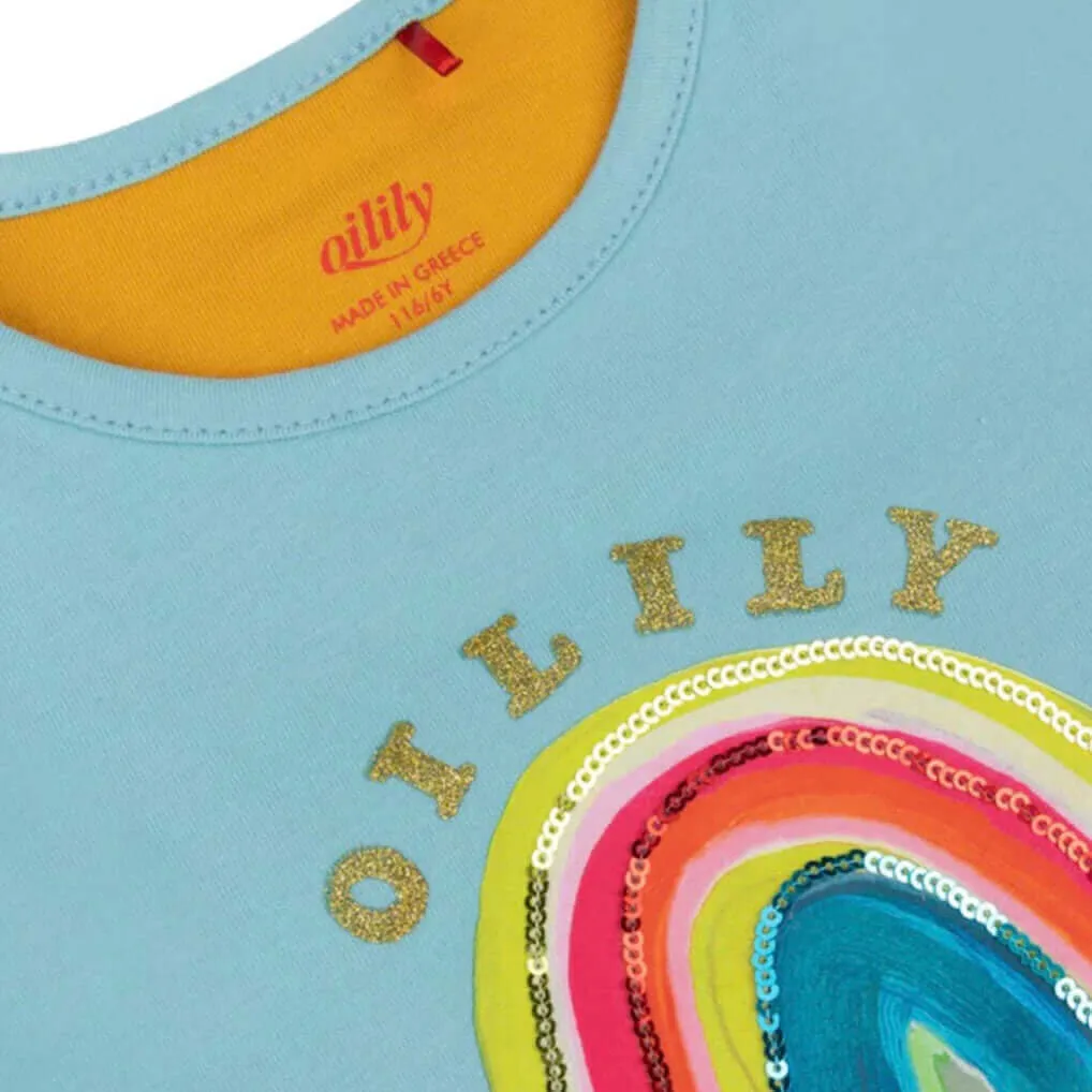 Girls Blue Rainbow Tate T-Shirt