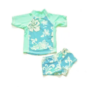 Girls Short Sleeve Rashguards and Shorts - Bora Bora