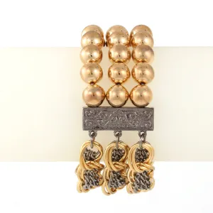 GOLD BEAS AND HEMTITE STRETCH BRACELET #JB3003GPCCB GLD/HEM (KH5)