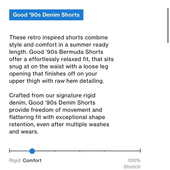 Good American 90’s High Waisted Denim Split Level Hem Shorts