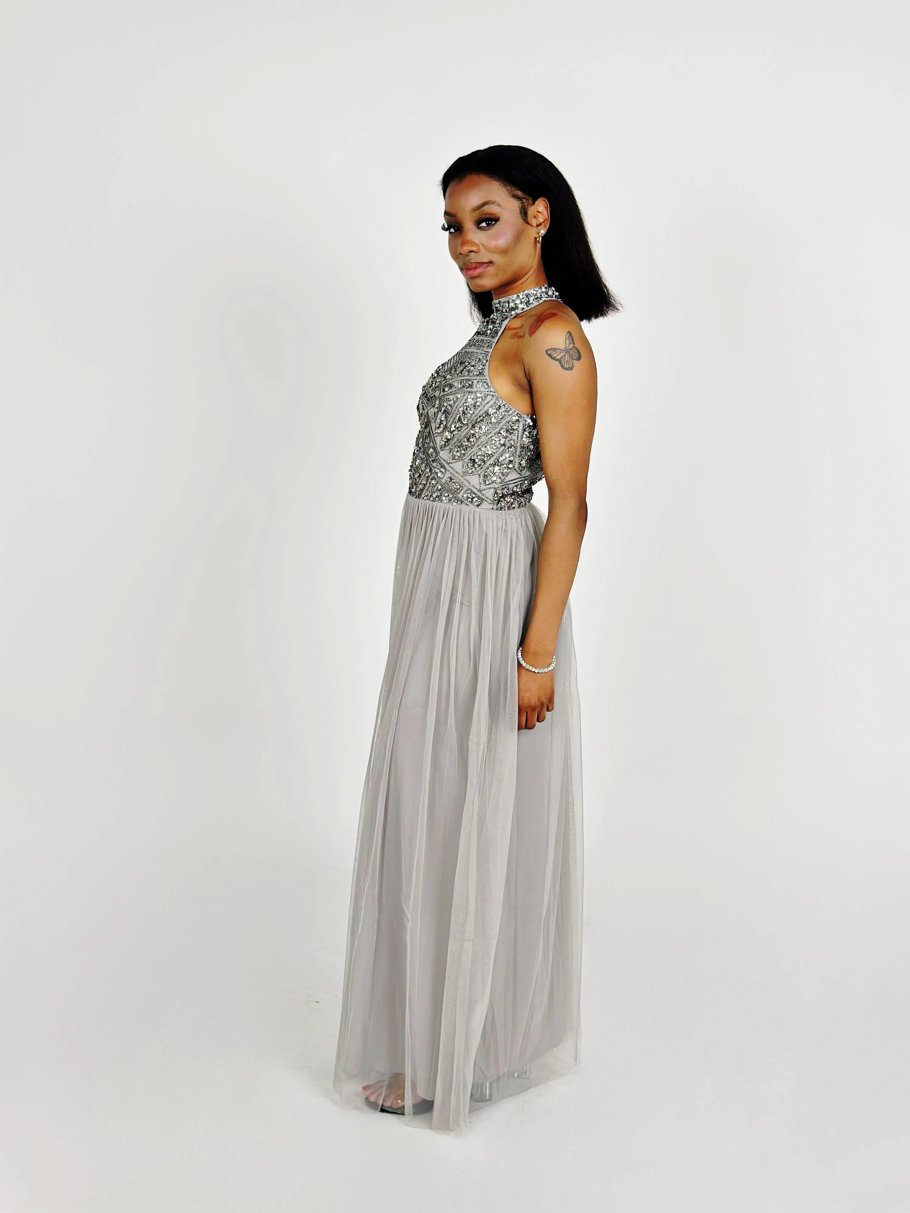 Grey Sleeveless maxi Dress