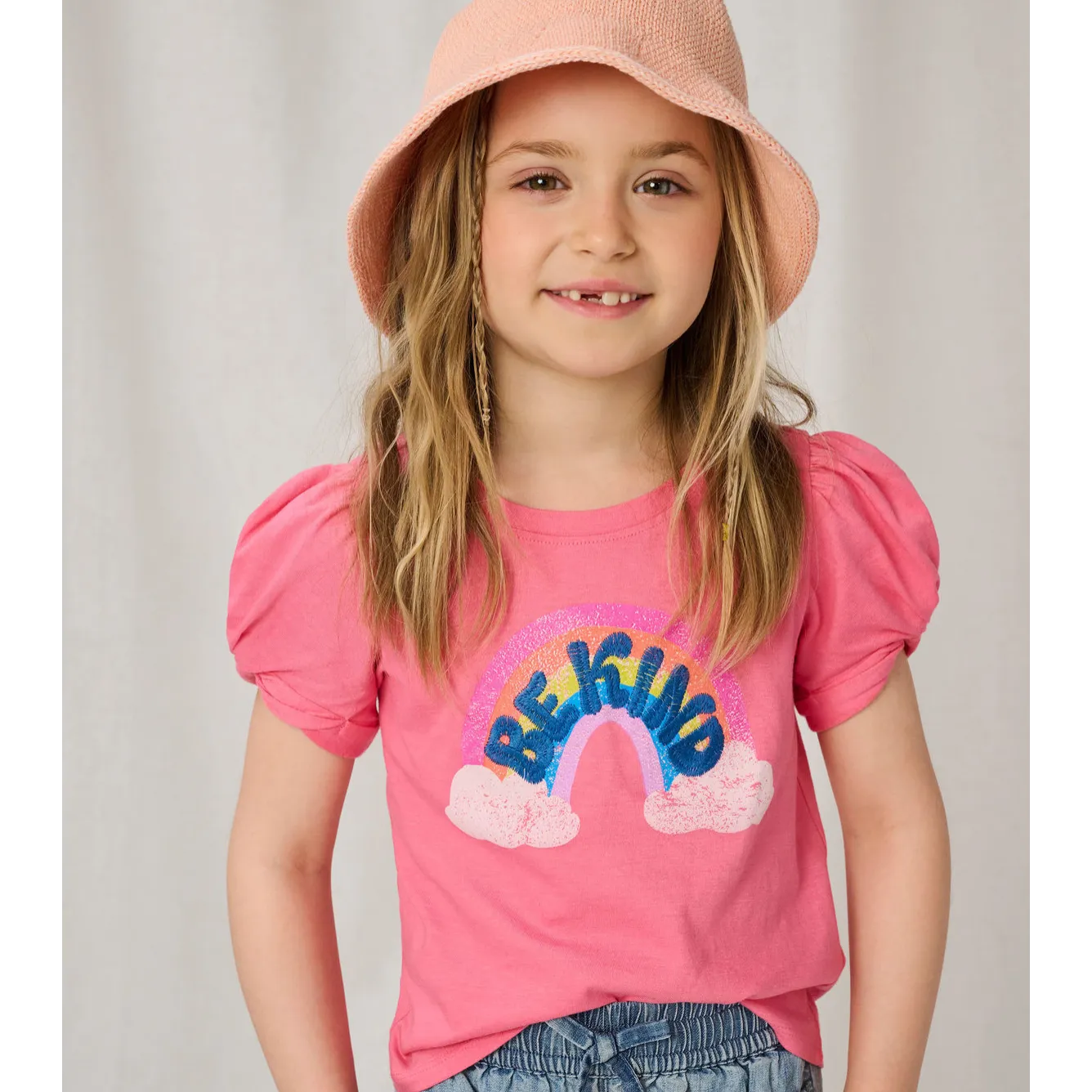 Hatley Be Kind Twisted Sleeve Tee - Bubblegum