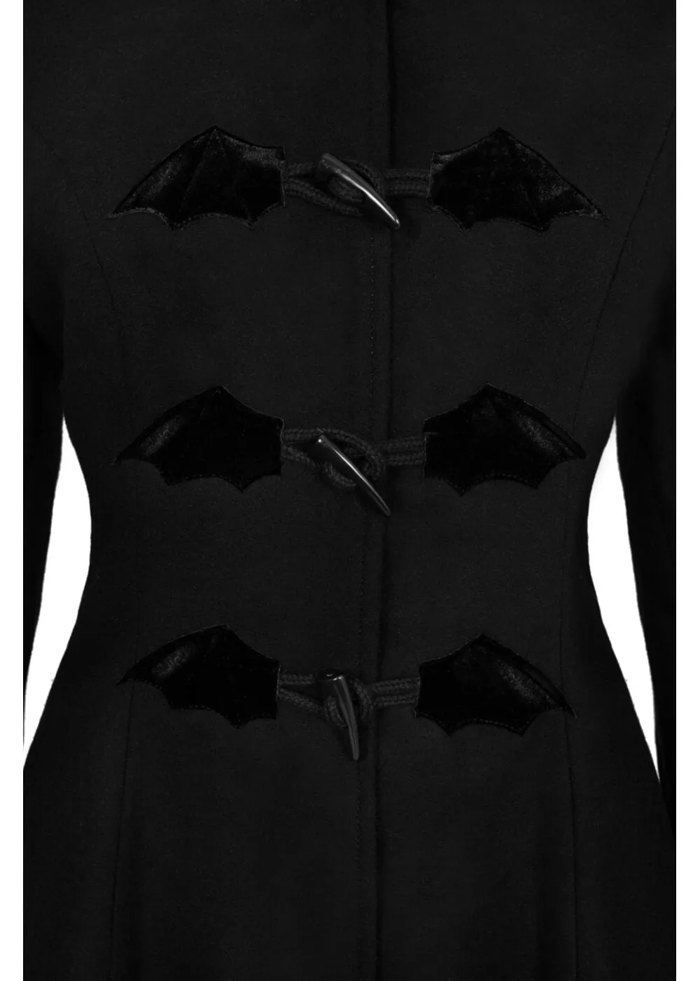 Hell Bunny Batilda Bat Duffel Jas Zwart