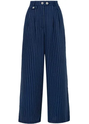 Hell Bunny Costello Pinstripe 40's Trousers Navy