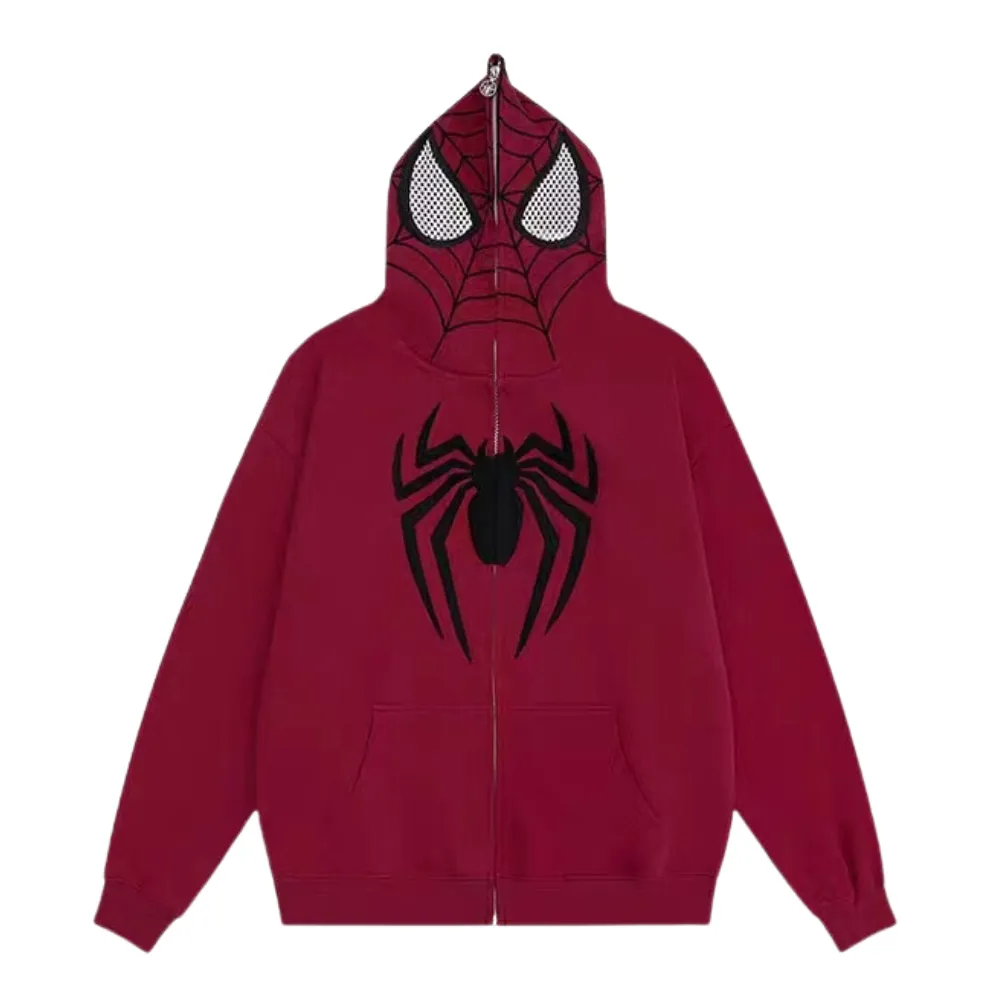 High Street Spider Flocked Couple Hoodie