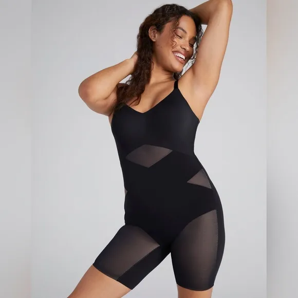 HoneyLove Mid-Thigh Bodysuit All In One Sculpting Garment Shapewear Super Power