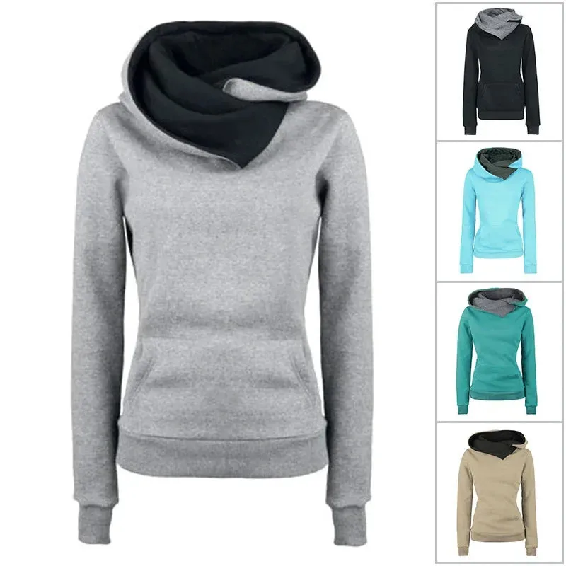 Hoodies Women Tracksuit Solid Color Fashion Long Sleeve Pullovers Christmas Casual Warm Hooded Sweatshirts Tops