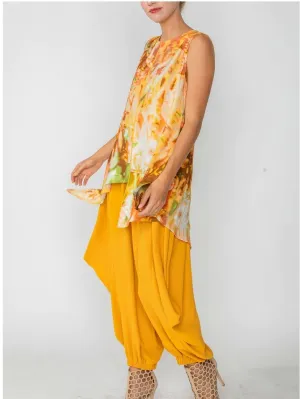 IC Collection 6181T Sleeveless Print Asymmetric Layered Tunic